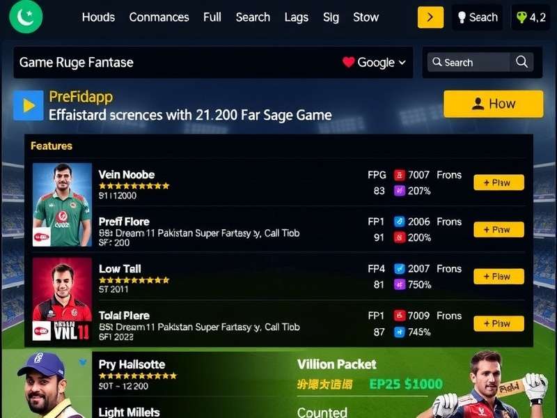 Dream11 Pakistan Super Fantasy Game Interface